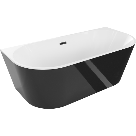 Baignoire Mexen ovale autoportante murale 170 x 80 cm, blanche/noire, évacuation noire - 52671708075-70