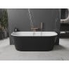Mexen Oval baignoire autoportante adossée 160 x 80 cm, blanche/noire, trop-plein cuivre brossé - 52671608075-65