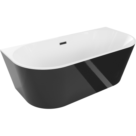 Mexen Oval baignoire autoportante adossée 160 x 80 cm, blanc/noir, trop-plein noir - 52671608075-70