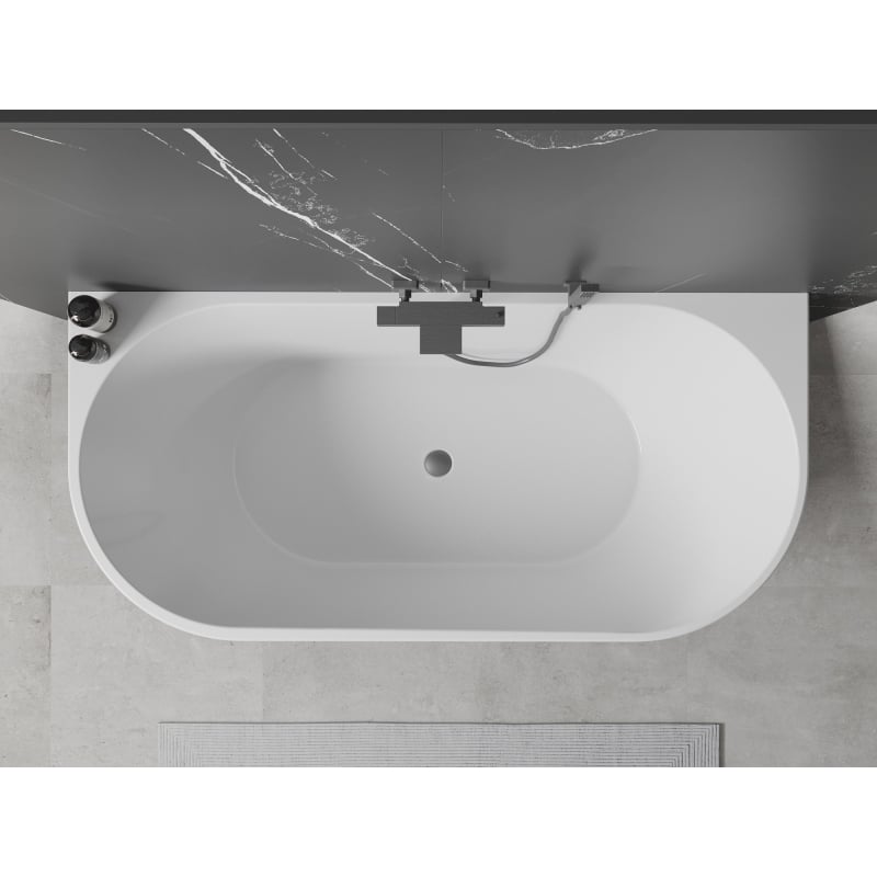 Mexen Oval baignoire autoportante adossée 160 x 80 cm, blanc/noir, trop-plein gun metal - 52671608075-95