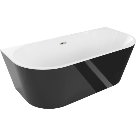 Mexen Oval baignoire autoportante murale 170 x 80 cm, blanche/noire, trop-plein en nickel brossé - 52671708075-97