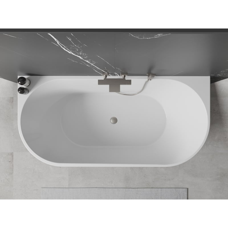 Mexen Oval baignoire autoportante murale 170 x 80 cm, blanche/noire, trop-plein en nickel brossé - 52671708075-97