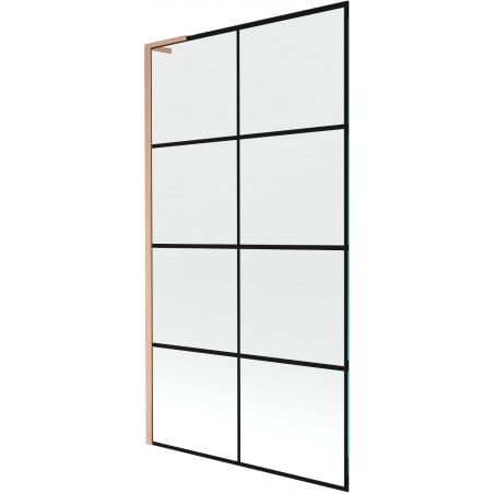Mexen Next L paroi de baignoire 1 volet 100 x 150 cm, grille noire, cuivre brossé - 895-100-000-03-77-65