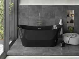 Baignoire Mexen Montana autoportante 170 x 80 cm, noire, évacuation en nickel brossé - 52011708070-97