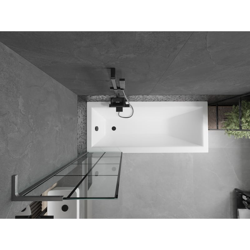 Mexen Next L paroi de baignoire 1 volet 50 x 150 cm, grille noire, gris canon brossé - 895-050-000-03-77-66