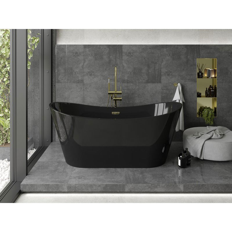 Mexen Montana baignoire autoportante 170 x 80 cm, noire, trop-plein doré - 52011708070-50