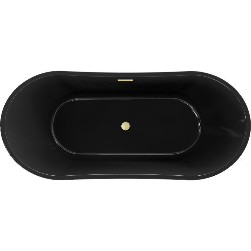 Mexen Montana baignoire autoportante 170 x 80 cm, noire, trop-plein brossé doré - 52011708070-55