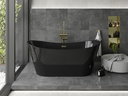 Mexen Montana baignoire autoportante 170 x 80 cm, noire, trop-plein doré brossé - 52011708070-55