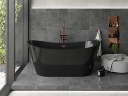 Mexen Montana baignoire autoportante 170 x 80 cm, noire, évacuation en or rose - 52011708070-60