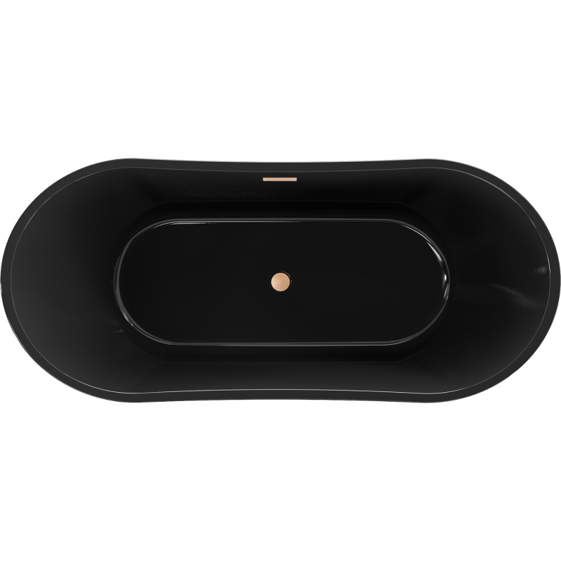 Mexen Montana baignoire autoportante 170 x 80 cm, noir, trop-plein cuivre brossé - 52011708070-65
