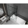 Mexen Next L paroi de baignoire pliante 1-volet 90 x 150 cm, grille noire, gris étain brossé - 895-090-000-03-77-66