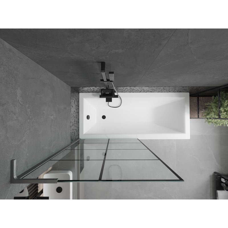 Mexen Next L paroi de baignoire pliante 1-volet 90 x 150 cm, grille noire, gris étain brossé - 895-090-000-03-77-66