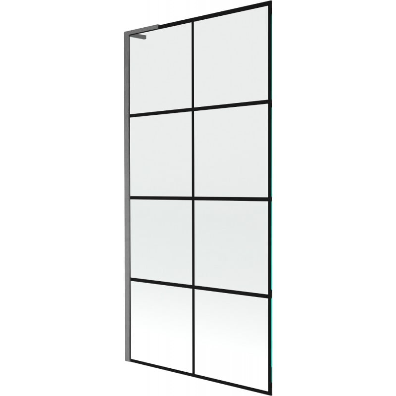 Mexen Next L paroi de baignoire pliante 1-volet 90 x 150 cm, grille noire, gris étain brossé - 895-090-000-03-77-66