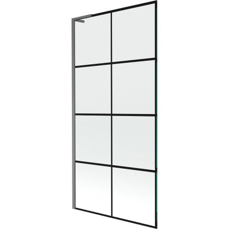 Mexen Next L paroi de baignoire pliante 1-volet 90 x 150 cm, grille noire, gris étain brossé - 895-090-000-03-77-66
