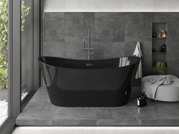 Baignoire Mexen Montana indépendante 170 x 80 cm, noire, trop-plein gris gun brossé - 52011708070-66