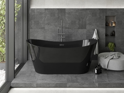 Mexen Montana baignoire autoportante 170 x 80 cm, noire, trop-plein gris canon brossé - 52011708070-66