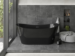 Mexen Montana baignoire autoportante 170 x 80 cm, noire, trop-plein gun gray brossé - 52011708070-66