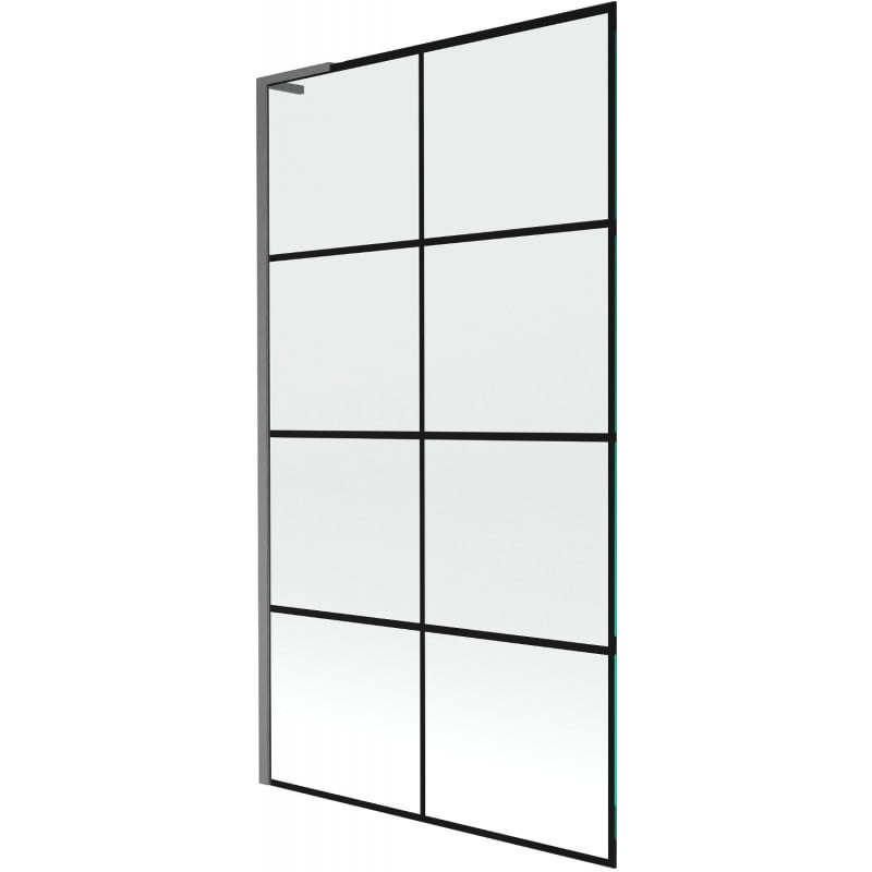 Mexen Next L paroi de baignoire à 1 volet 100 x 150 cm, grille noire, gris gun brossé - 895-100-000-03-77-66