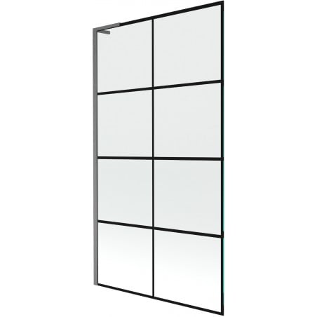 Mexen Next L paroi de baignoire à 1 volet 100 x 150 cm, grille noire, gris gun brossé - 895-100-000-03-77-66