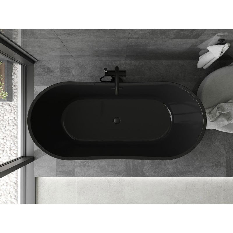 Mexen Montana baignoire autoportante 170 x 80 cm, noire, trop-plein noir - 52011708070-70