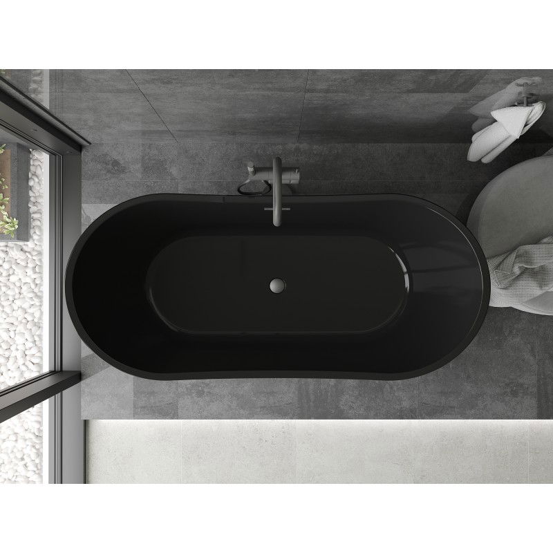 Mexen Montana baignoire autoportante 170 x 80 cm, noire, trop-plein gun metal - 52011708070-95