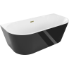 Mexen Oval baignoire autoportante adossée 180 x 80 cm, blanc/noir, trop-plein doré - 52671808075-50