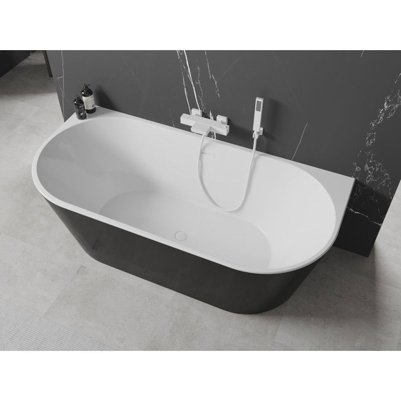 Mexen Oval baignoire autoportante murale 180 x 80 cm, blanc/noir, trop-plein blanc - 52671808075-20