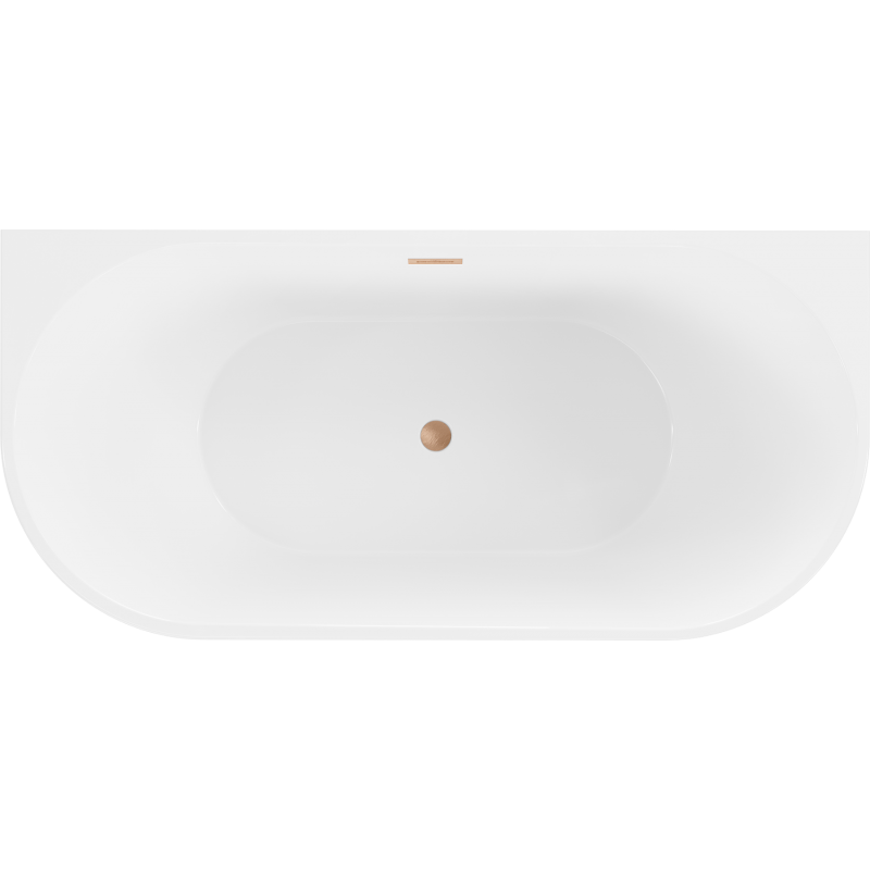 Mexen Oval baignoire autoportante adossée 180 x 80 cm, blanc/noir, trop-plein en cuivre brossé - 52671808075-65