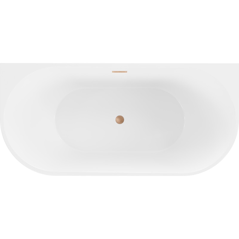 Mexen Oval baignoire autoportante adossée 180 x 80 cm, blanche/noire, trop-plein en cuivre brossé - 52671808075-65