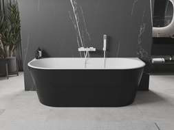 Mexen Oval baignoire autoportante adossée 180 x 80 cm, blanc/noir, trop-plein blanc - 52671808075-20