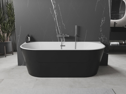 Mexen Oval baignoire autoportante murale 180 x 80 cm, blanc/noir, trop-plein métal gun - 52671808075-95
