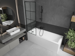 Mexen Next L paroi de baignoire 1 volet 60 x 150 cm, grille noire, noir - 895-060-000-03-77-70