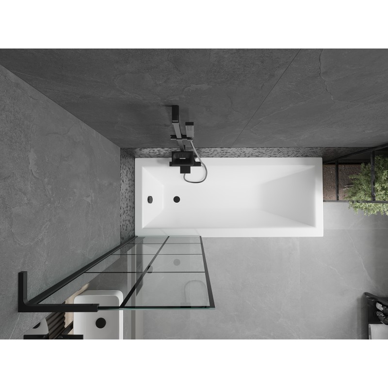 Mexen Next L paroi de baignoire 1 volet 60 x 150 cm, grille noire, noir - 895-060-000-03-77-70