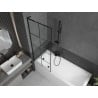 Mexen Next L pare-baignoire à un volet 70 x 150 cm, grille noire, noir - 895-070-000-03-77-70