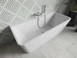 Baignoire Mexen Volta autoportante murale 150 x 75 cm, blanche, trop-plein chromé - 51131507500-01