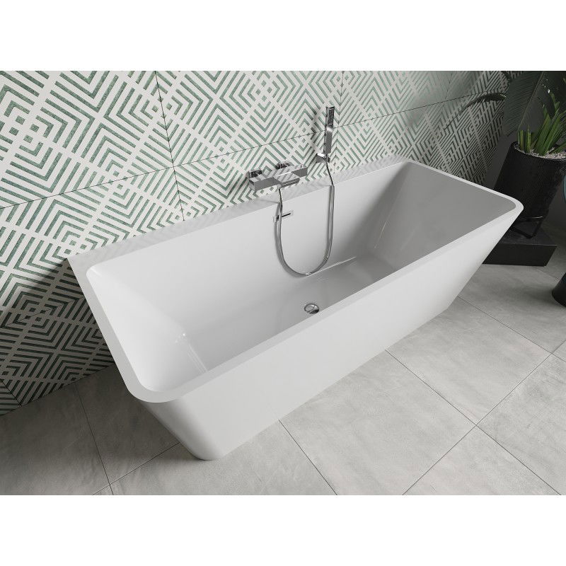 Mexen Volta baignoire autoportante murale 170 x 75 cm, blanche, trop-plein chromé - 51131707500-01