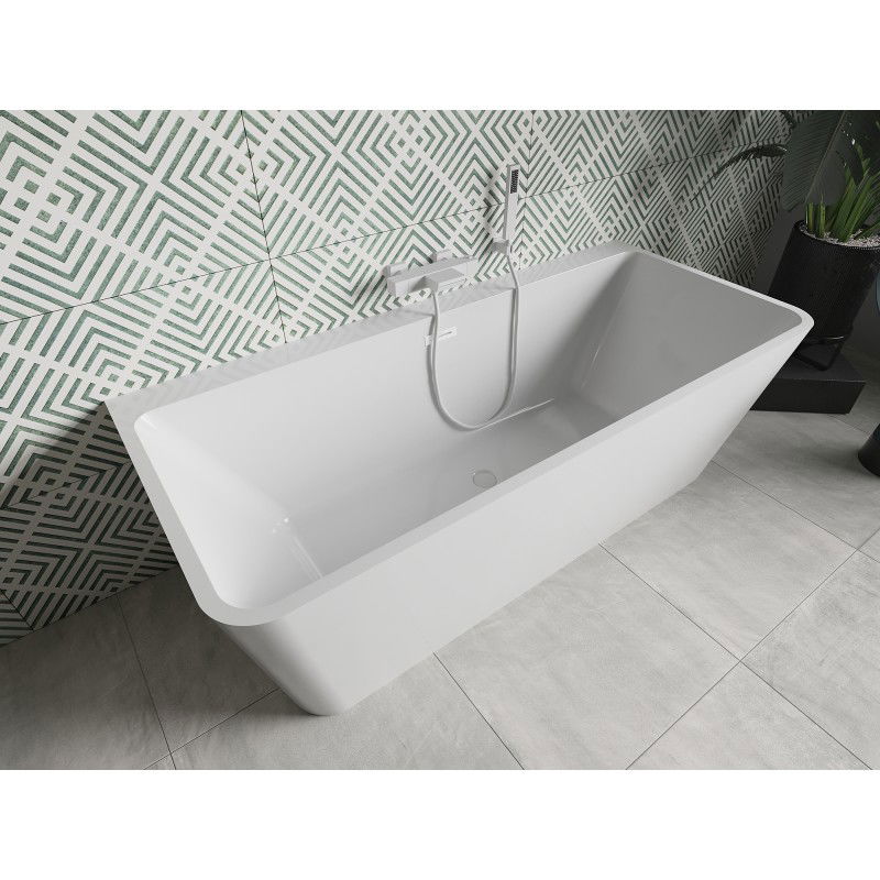 Mexen Volta baignoire autoportante adossée 150 x 75 cm, blanche, trop-plein blanc - 51131507500-20