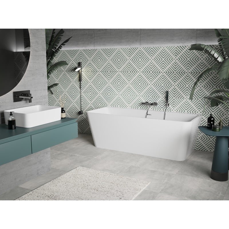 Mexen Volta baignoire autoportante adossée 150 x 75 cm, blanche, trop-plein chromé - 51131507500-01