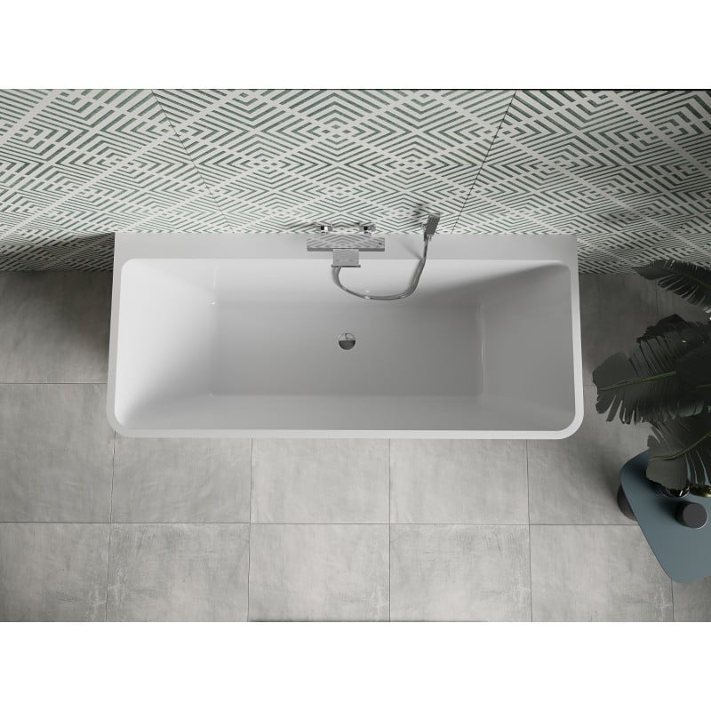 Mexen Volta baignoire autoportante adossée 150 x 75 cm, blanche, trop-plein chromé - 51131507500-01