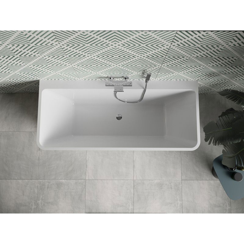 Mexen Volta baignoire autoportante murale 170 x 75 cm, blanche, trop-plein chromé - 51131707500-01