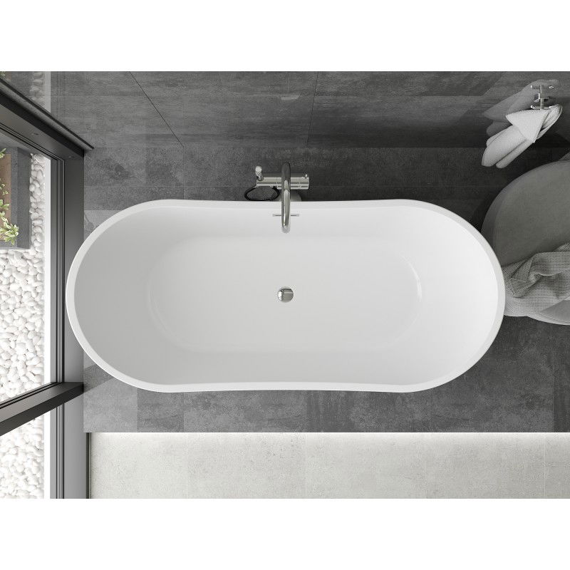 Mexen Montana baignoire autoportante 180 x 80 cm, blanche, trop-plein chromé - 52011808000-01