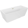 Baignoire Mexen Volta à installer au mur 150 x 75 cm, blanche, trop plein doré - 51131507500-50