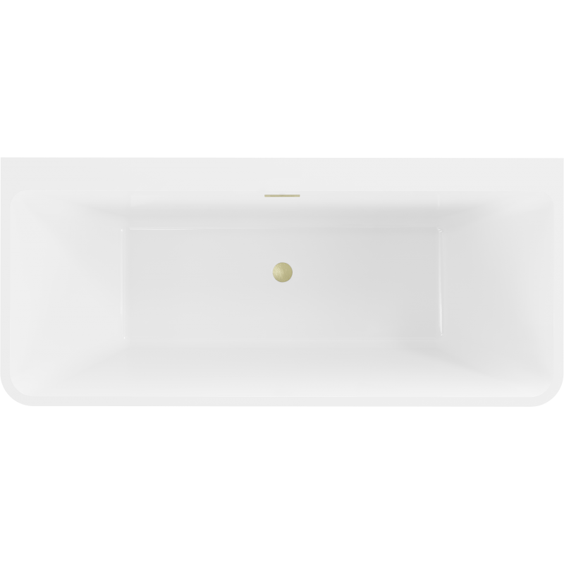 Mexen Volta baignoire autoportante murale 150 x 75 cm, blanche, trop-plein doré brossé - 51131507500-55