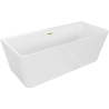 Baignoire Mexen Volta murale autoportante 170 x 75 cm, blanche, trop-plein en or brossé - 51131707500-55