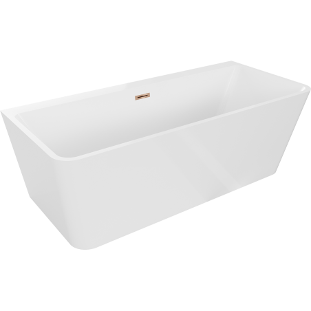 Baignoire Mexen Volta sur pied murale 150 x 75 cm, blanche, vidage en or rose - 51131507500-60