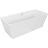 Baignoire Mexen Volta sur pied murale 150 x 75 cm, blanche, vidage en or rose - 51131507500-60