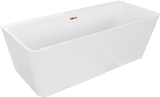Baignoire Mexen Volta sur pied murale 150 x 75 cm, blanche, vidage en or rose - 51131507500-60
