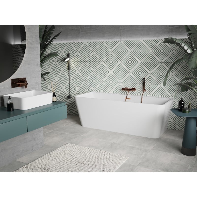 Mexen Volta baignoire autoportante murale 150 x 75 cm, blanche, trop-plein or rose - 51131507500-60