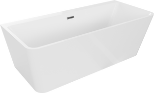 Mexen Volta baignoire murale autoportante 150 x 75 cm, blanche, évacuation gris acier brossé - 51131507500-66