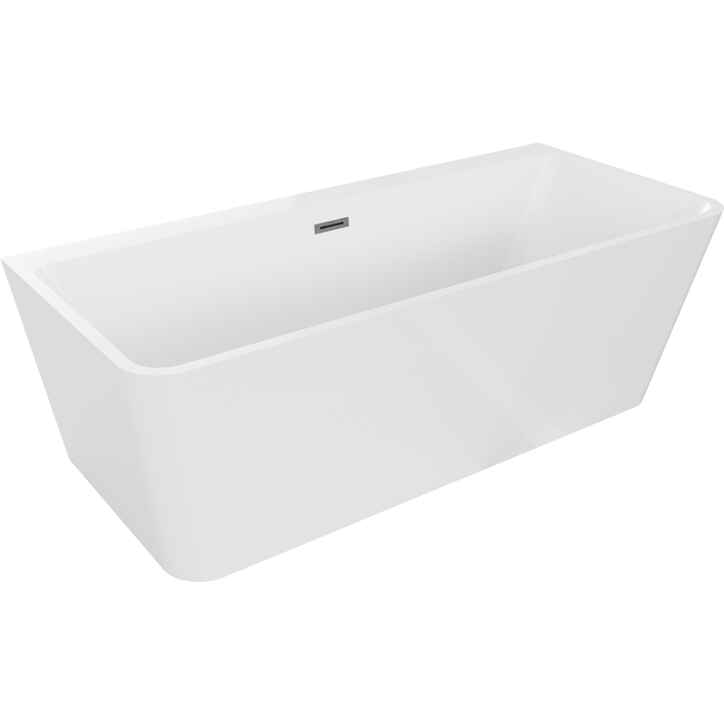 Mexen Volta baignoire autoportante murale 170 x 75 cm, blanche, trop-plein en gun gray brossé - 51131707500-66